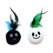 Котешка играчка Croci CAT TOY SCARY HEADS/CATNIP  6cm - играчка за котки помпон с пера и добавена котешка трева